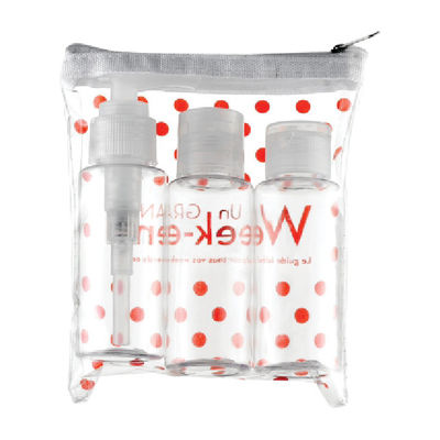 Colores transparentes e personalizados Botalhas de viagem de 80 ml com tipo de bomba de pulverização de vedação