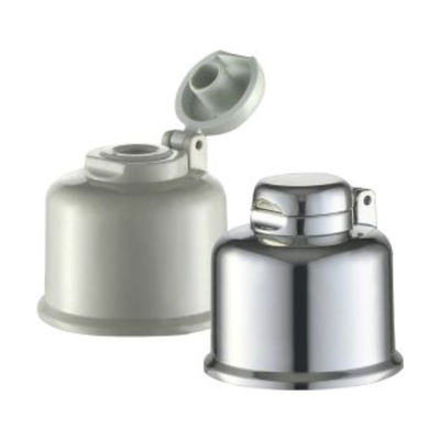 Fornecido gratuitamente 24/410 UV Coating Gold/Silver Flip Cap Smooth Bottle Lid OEM/ODM