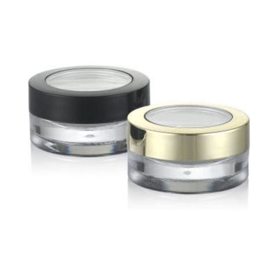 PS Estrutura do material 5 ml Embalagem cosmética Vidro de creme de plástico amarelo claro preto com tampa