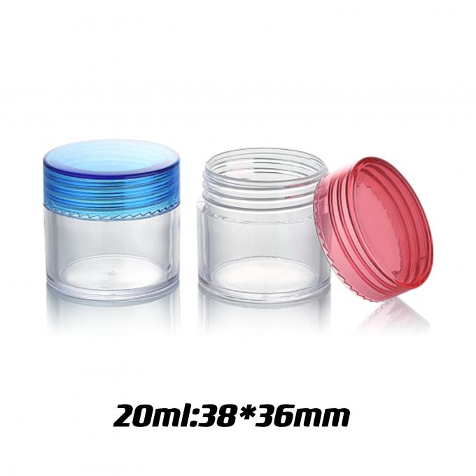 20 ml frasco vazio e transparente frasco plástico PS de creme facial com tampa de cor personalizada 0